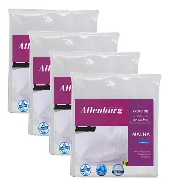Kit 4 protetores de travesseiro impermeáveis, 50 × 70 cm