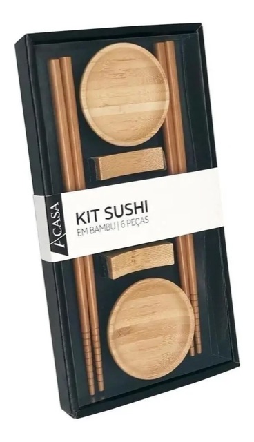 Kit para sushi em bambu, 6 peças